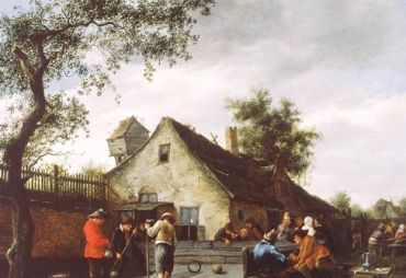 Country people playing a ball game (Jan Steen, 1640)