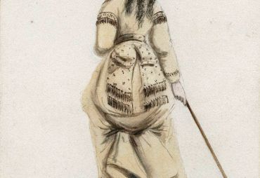 Watercolour woman playing croquet (Edward A. Williams, 1869)