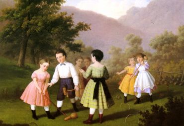 Playing croquet (Johann Mongles Culverhouse, 1870)