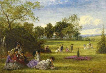 A croquet picnic in the Malvern Hills (Benjamin W. Leader, 1871)