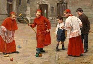 Enfants de choeur jouant au croquet (Paul C. C. Moreau, 1900)