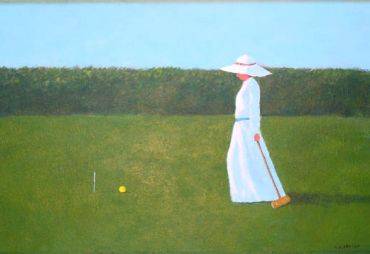 Lady with mallet and yellow ball (William A. Jensen, 1993)
