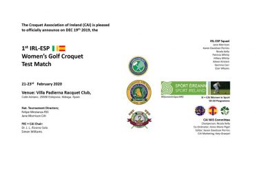 1st GC Ireland-Spain Women´s Test Match (Villa Padierna Racquet Club, Estepona, 2020)