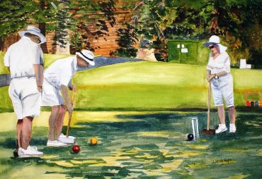 George and friends playing golf croquet (Wendy Hope, 2005)