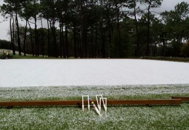 Snow covered croquet court in Neguri (Real Sociedad de Golf Neguri, Guecho, 2017)