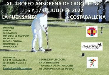 12th GC Fernando Ansorena Trophy (La Fuensanta Croquet Club, Costa Ballena, 2022)