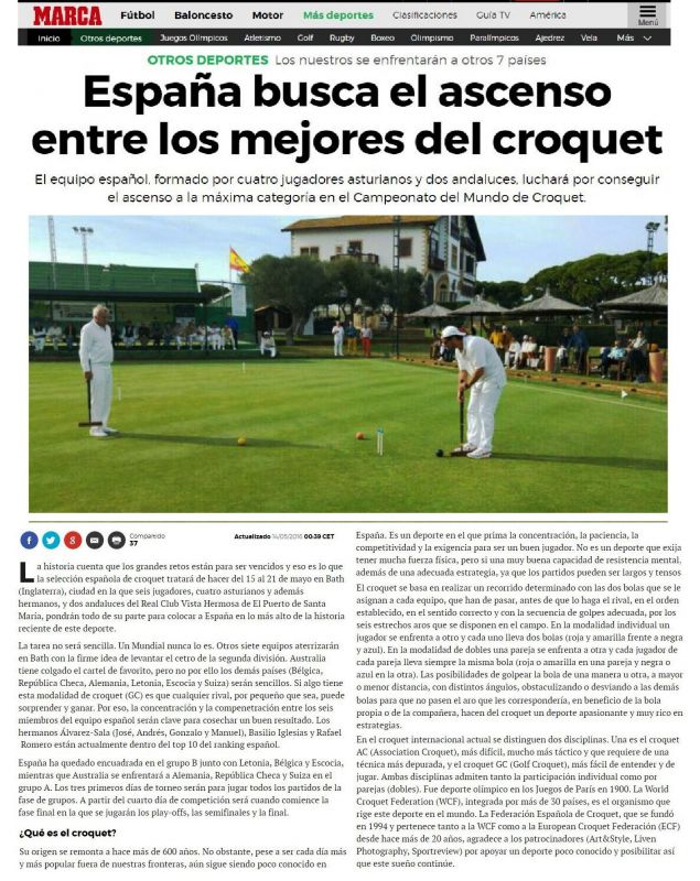 El croquet en el periodico MARCA